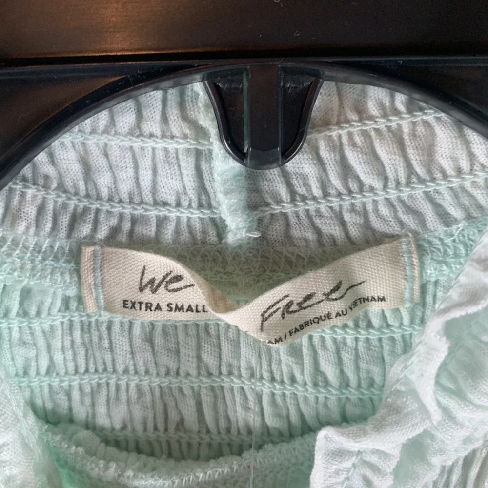 Free‎ People Women's Caroline Mock Neck Top XS Green Smocked Long Sleeve NWT
